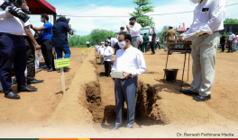 Taking part in the event of laying of the foundation stone of the Bio Fertilizer Plant at the premises of Lanka Sugar Company (Pvt.) Ltd. Pelwatte
